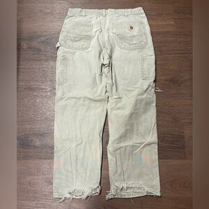 Vintage Carhartt Men's Thrashed Distressed Light Tan Carpenter Pants